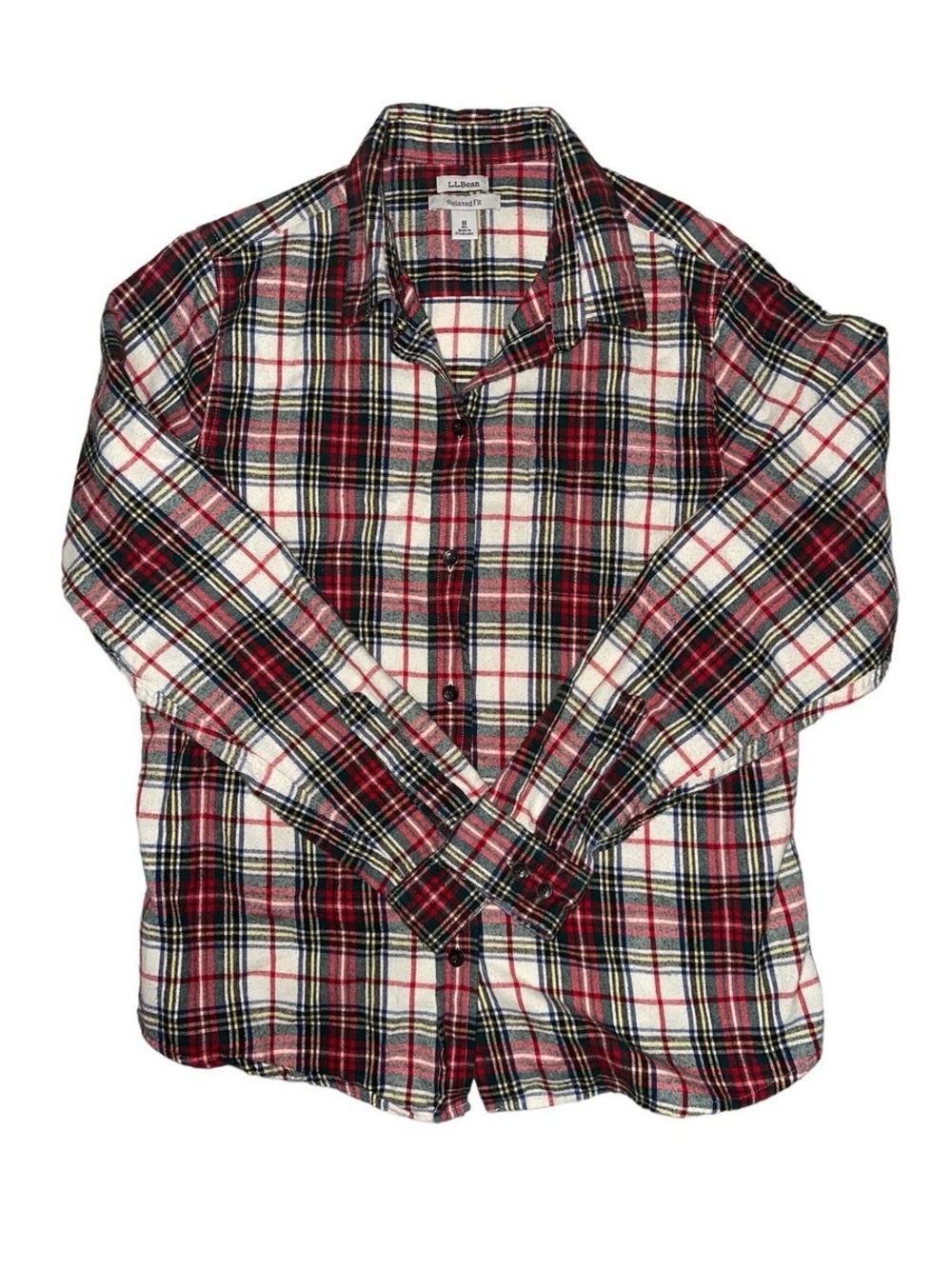 L.L. Bean Red and White Plaid Women’s Button-Down Shirt